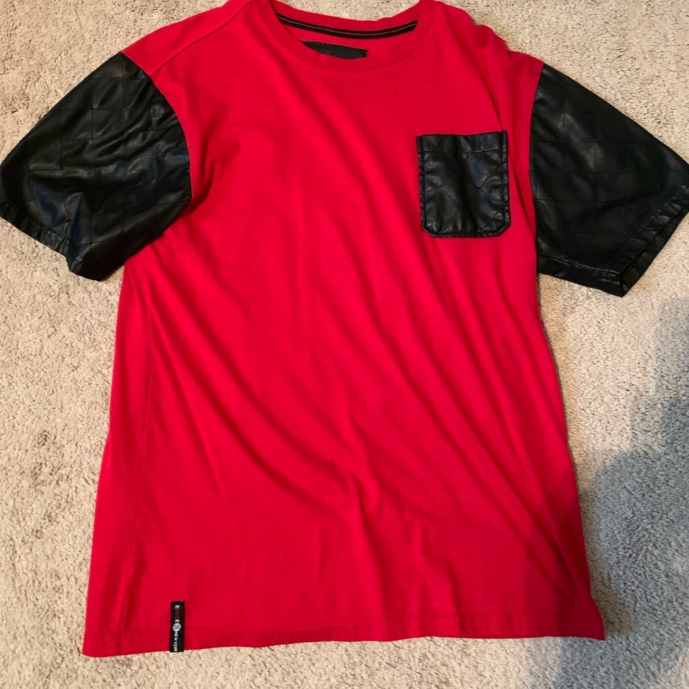 Leather shirt.